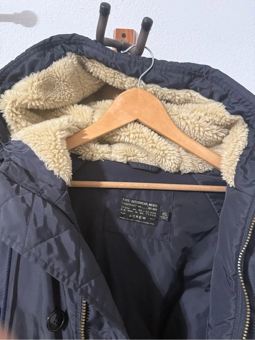 J. Crew jacket Hooded Parka in midnight Navy blue